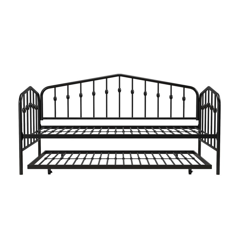 Pemberly Row Industrial Metal Twin Daybed & Trundle in Black