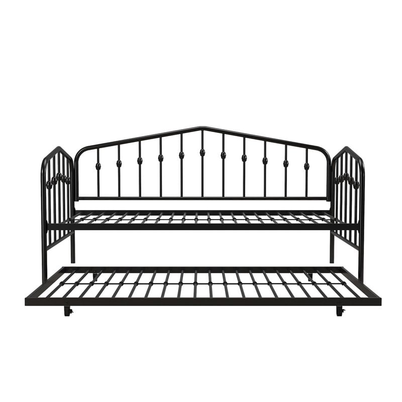 Pemberly Row Industrial Metal Twin Daybed & Trundle in Black