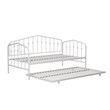 Pemberly Row Modern Metal Twin Daybed & Trundle with Round Finial Posts in White