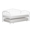 Pemberly Row Modern Metal Twin Daybed & Trundle with Round Finial Posts in White