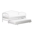 Pemberly Row Modern Metal Twin Daybed & Trundle with Round Finial Posts in White