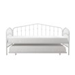 Pemberly Row Modern Metal Twin Daybed & Trundle with Round Finial Posts in White
