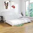 Pemberly Row Modern Metal Twin Daybed & Trundle with Round Finial Posts in White