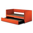 Pemberly Row Contemporary Fabric Upholstered Daybed with Trundle in Orange
