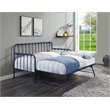 Pemberly Row Contemporary Metal Daybed with Trundle in Navy Blue