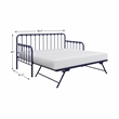 Pemberly Row Contemporary Metal Daybed with Trundle in Navy Blue