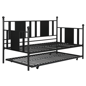 pemberly row traditional metal daybed and trundle twin in black