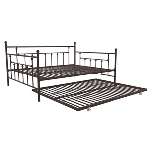 pemberly row metal daybed and trundle in queen/full size bronze