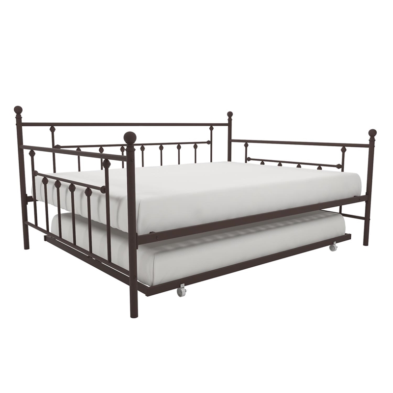Pemberly Row Victorian Design Modern Metal Daybed and Trundle in Bronze