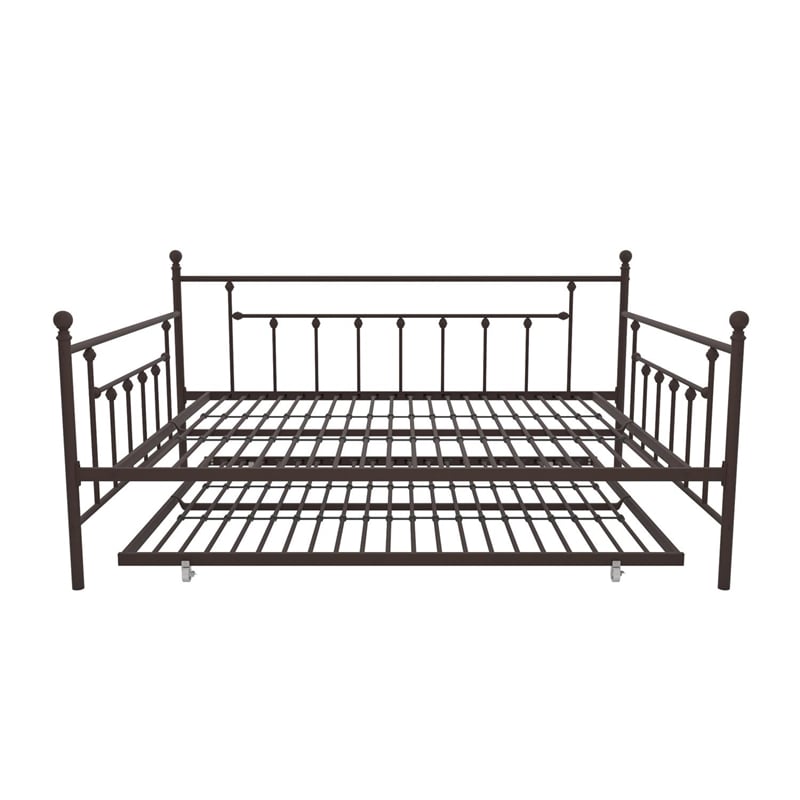 Pemberly Row Victorian Design Modern Metal Daybed and Trundle in Bronze