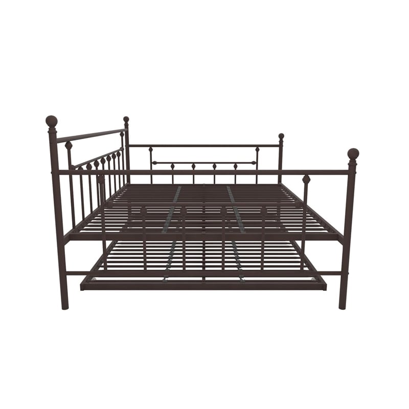 Pemberly Row Victorian Design Modern Metal Daybed and Trundle in Bronze
