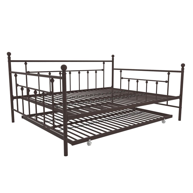 Pemberly Row Victorian Design Modern Metal Daybed and Trundle in Bronze