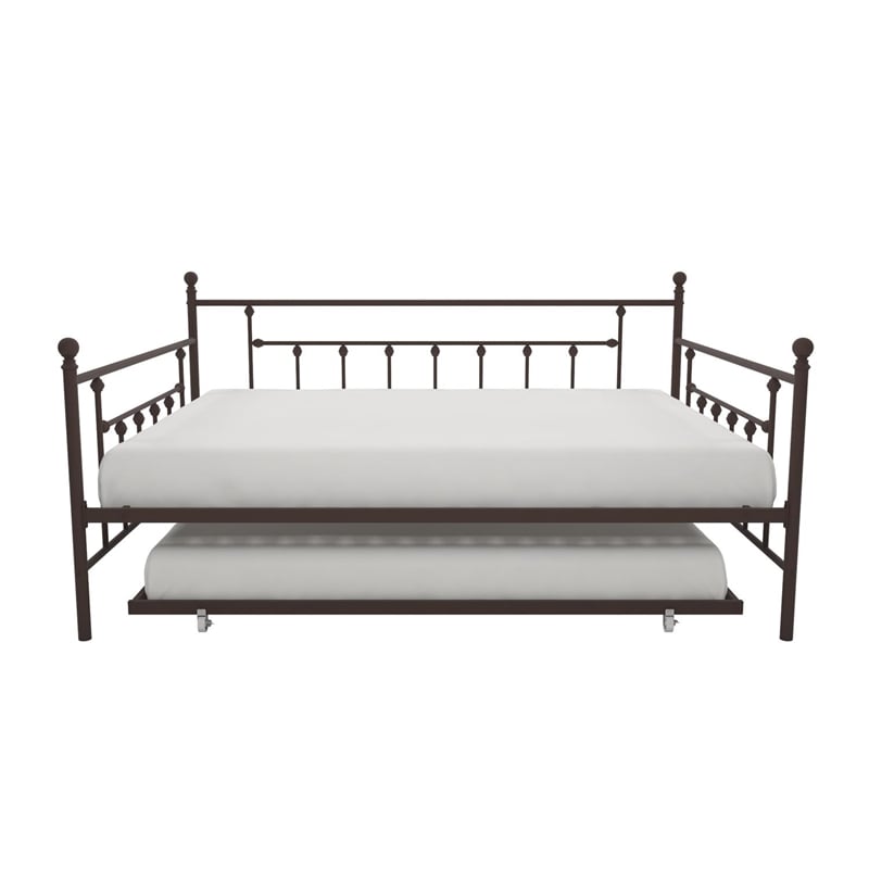 Pemberly Row Victorian Design Modern Metal Daybed and Trundle in Bronze