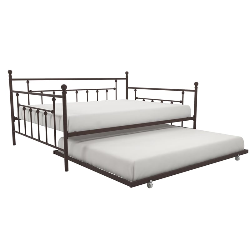 Pemberly Row Victorian Design Modern Metal Daybed and Trundle in Bronze