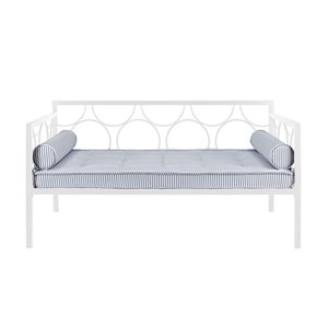 pemberly row metal daybed frame with geometric pattern in twin in white