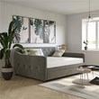 Pemberly Row Vintage Upholstered Full Daybed and Twin Trundle Set in Grey