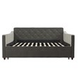 Pemberly Row Vintage Upholstered Full Daybed and Twin Trundle Set in Grey