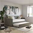 Pemberly Row Vintage Upholstered Twin Daybed and Twin Trundle Set in Grey