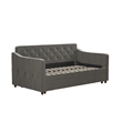 Pemberly Row Vintage Upholstered Twin Daybed and Twin Trundle Set in Grey