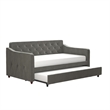 Pemberly Row Vintage Upholstered Twin Daybed and Twin Trundle Set in Grey
