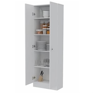 Pemberly Row 70&quot Modern Engineered Wood Storage Pantry Cabinet in White