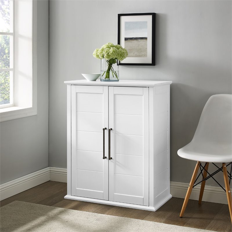 Pemberly Row Farmhouse Wood Stackable Storage Pantry in White