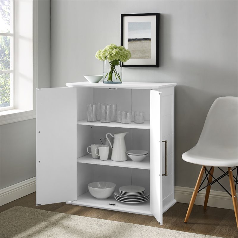Pemberly Row Farmhouse Wood Stackable Storage Pantry in White