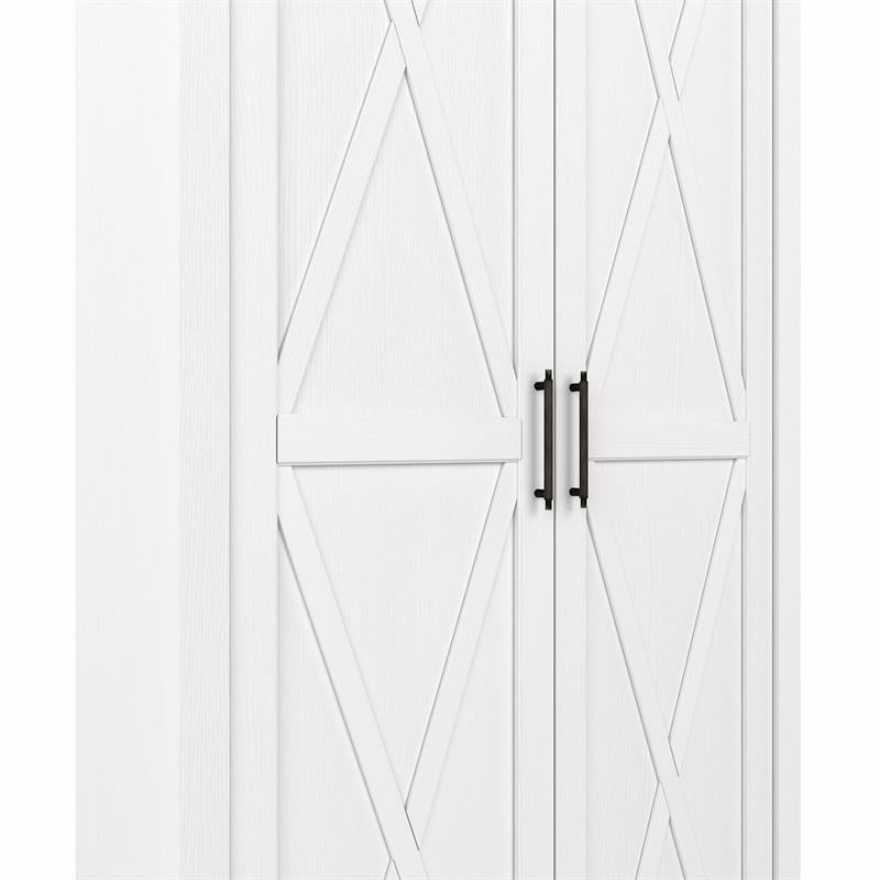 Pemberly Row Transitional Tall Storage Cabinet with Doors in Pure White Oak