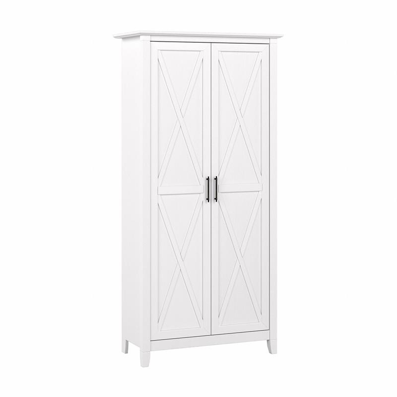 Pemberly Row Transitional Tall Storage Cabinet with Doors in Pure White Oak