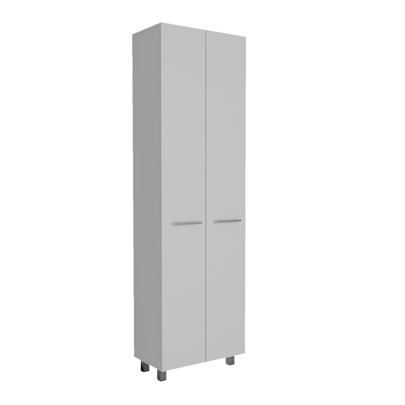 Pemberly Row 5 Shelves Modern Engineered Wood Pantry Cabinet in White