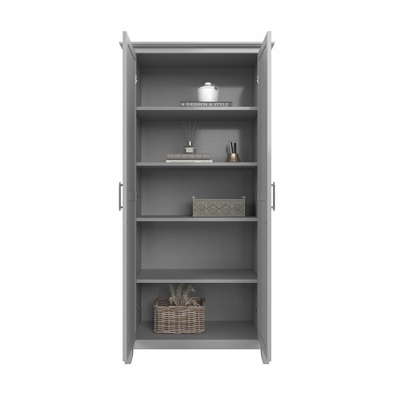 Pemberly Row Transitional Bathroom Storage Cabinet with Doors in Cape Cod Gray