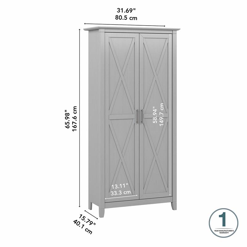 Pemberly Row Transitional Bathroom Storage Cabinet with Doors in Cape Cod Gray