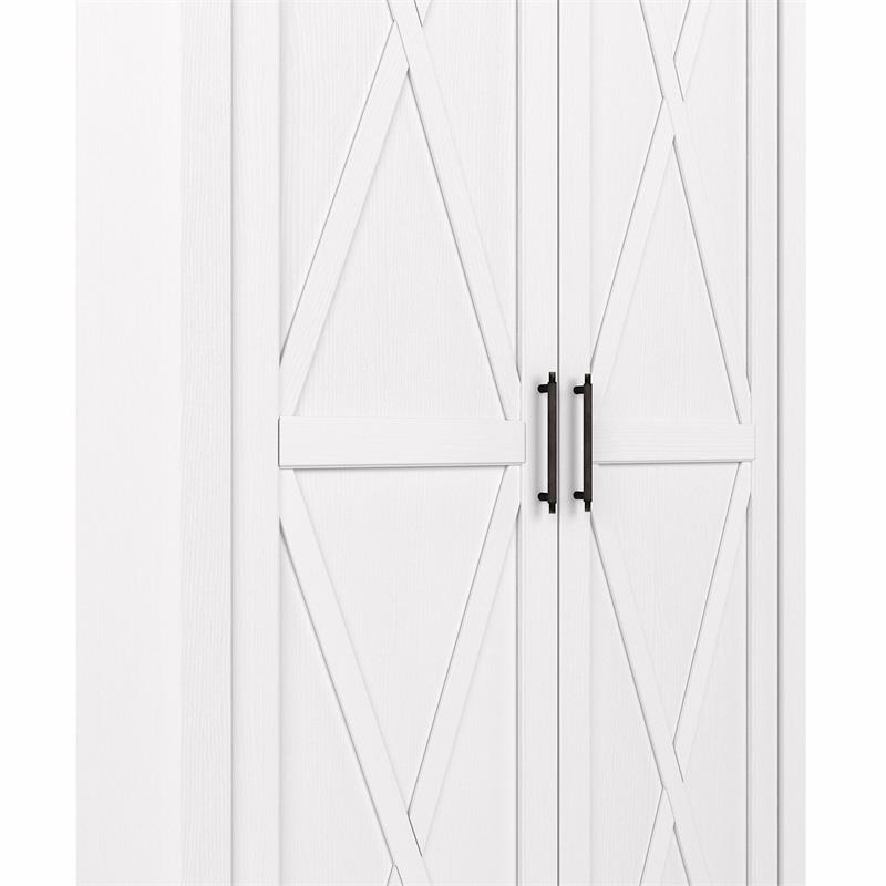 Pemberly Row Engineered Wood Bathroom Storage Cabinet with Doors in White