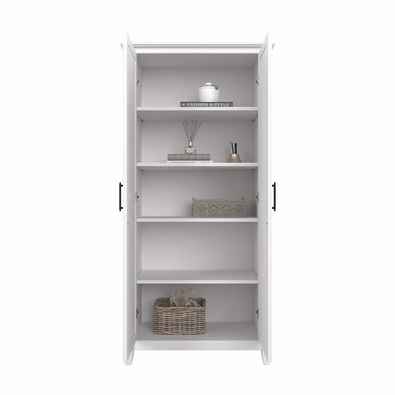 Pemberly Row Engineered Wood Bathroom Storage Cabinet with Doors in White