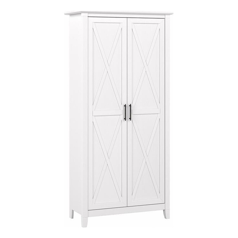 Pemberly Row Engineered Wood Bathroom Storage Cabinet with Doors in White