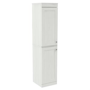 pemberly row transitional shaker style 2 door slim pantry in washed oak wood
