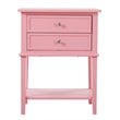 Pemberly Row Contemporary Solid Wood 2 Drawer Nightstand in Pink