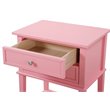 Pemberly Row Contemporary Solid Wood 2 Drawer Nightstand in Pink