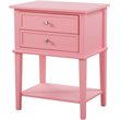 Pemberly Row Contemporary Solid Wood 2 Drawer Nightstand in Pink
