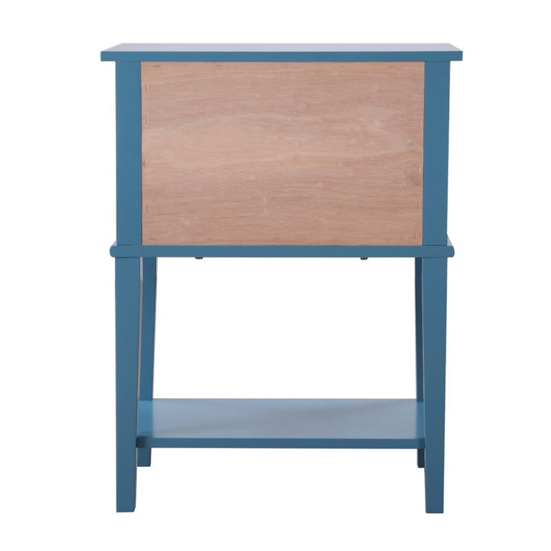 Pemberly Row Contemporary Solid Wood 2 Drawer Nightstand in Teal
