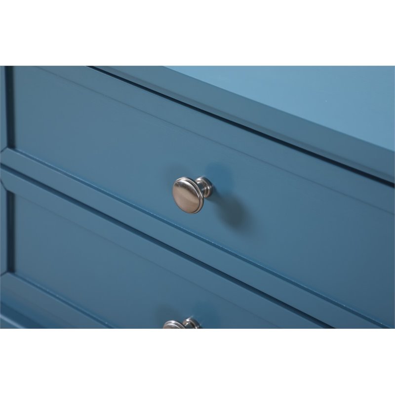 Pemberly Row Contemporary Solid Wood 2 Drawer Nightstand in Teal