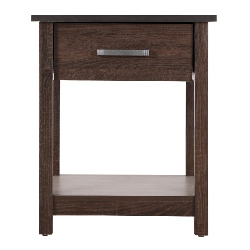Pemberly Row Contemporary Solid Wood 1-Drawer Nightstand in Wenge