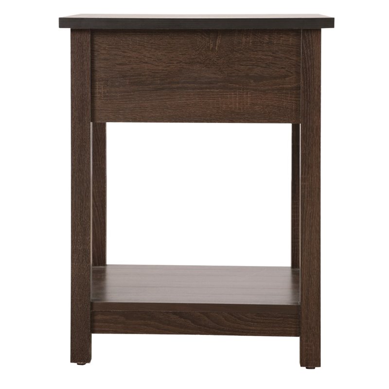 Pemberly Row Contemporary Solid Wood 1-Drawer Nightstand in Wenge