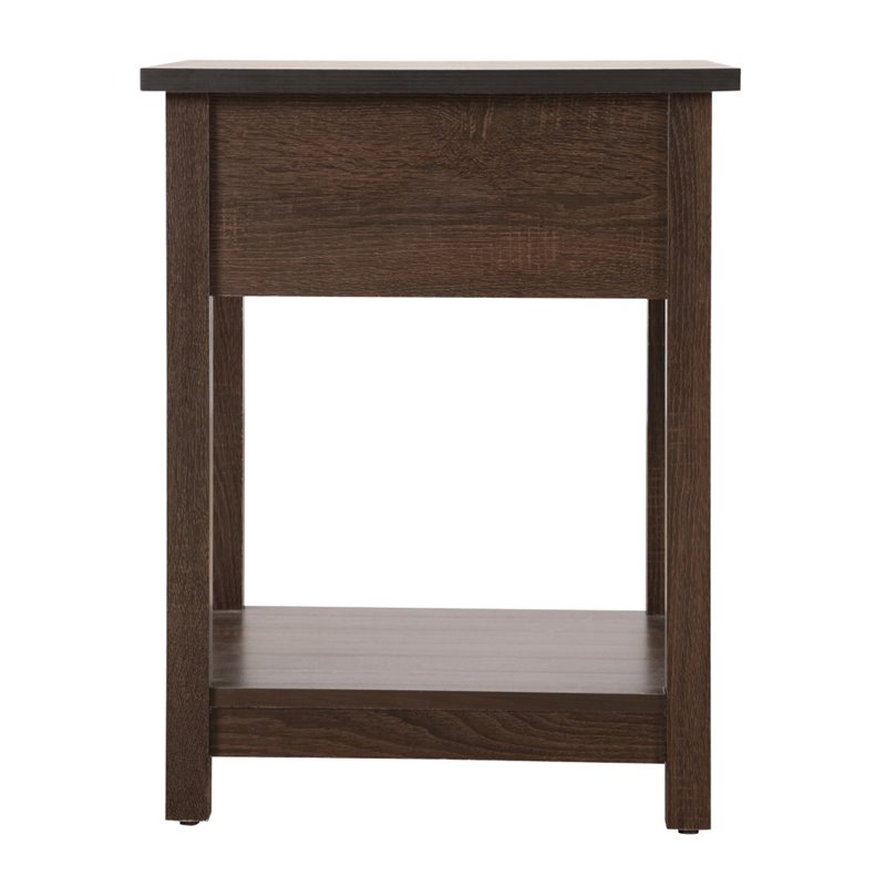 Pemberly Row Contemporary Solid Wood 1-Drawer Nightstand in Wenge