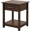 Pemberly Row Contemporary Solid Wood 1-Drawer Nightstand in Wenge