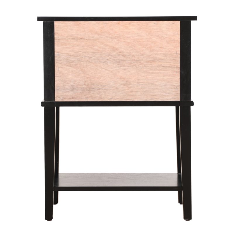 Pemberly Row Contemporary Solid Wood 2 Drawer Nightstand in Black