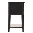 Pemberly Row Contemporary Solid Wood 2 Drawer Nightstand in Black