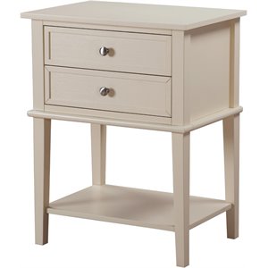 Pemberly Row Contemporary Solid Wood 2 Drawer Nightstand in Beige