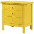 Pemberly Row Contemporary Solid Wood 3 Drawer Nightstand in Yellow