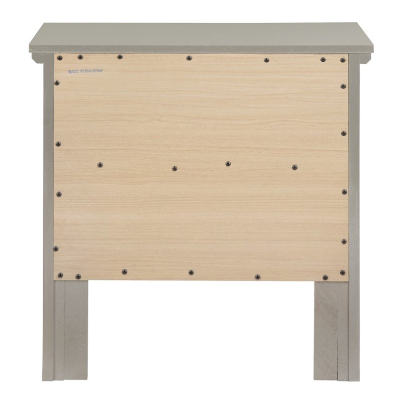Pemberly Row Transitional Wood 2 Drawer Nightstand in Silver Champagne